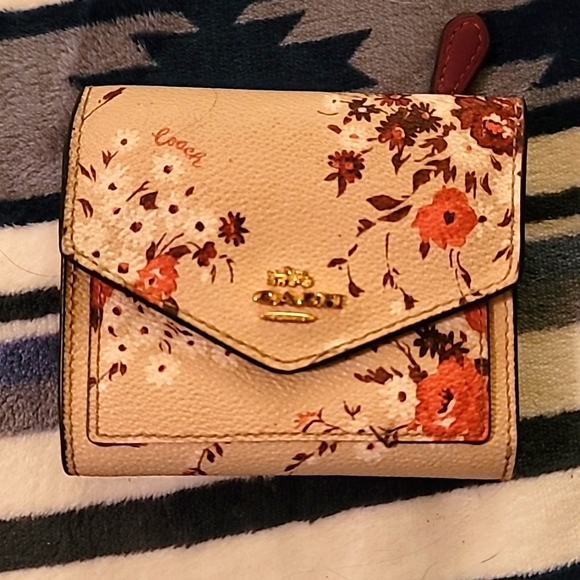 Coach Accessories - Coach Pink Floral Leather Wallet